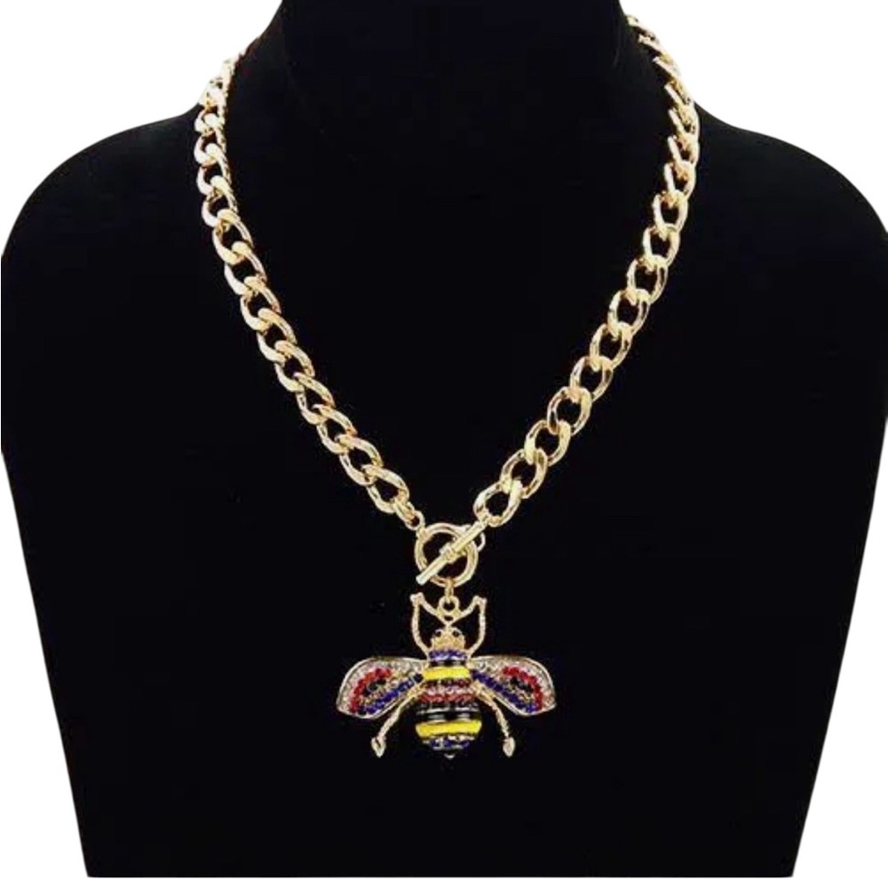 Gold Bee Pendant Necklace